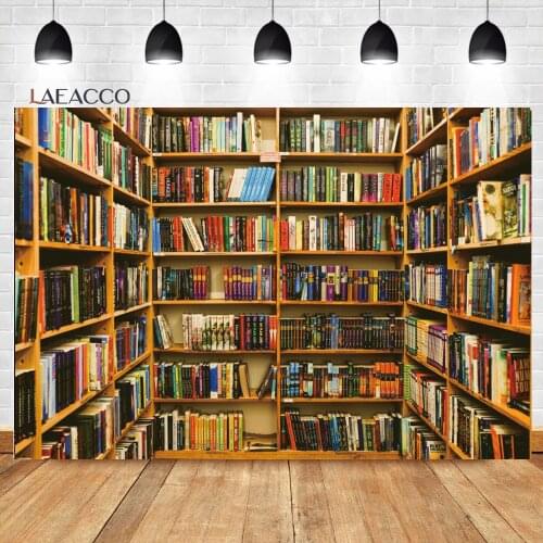 Laeacco Style Back to School Graduation Backdrops Modern Bookshelf Library Baby Portrait Customized Photography Backgrounds