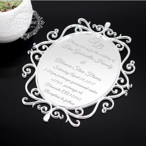 Personalized Silver Mirror Acrylic Vintage Invitation For Sweet Sixteen Birthday Wedding Engagement Anniversary Party