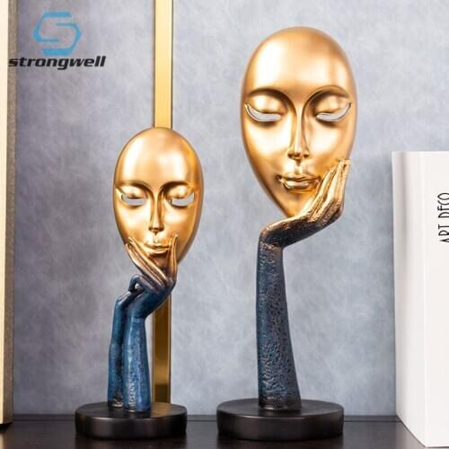 Strongwell Creative Thinker Mask Sculpture Statue Home Decoration Accessories Resin Crafts Living Room TV Cabinet Decorations