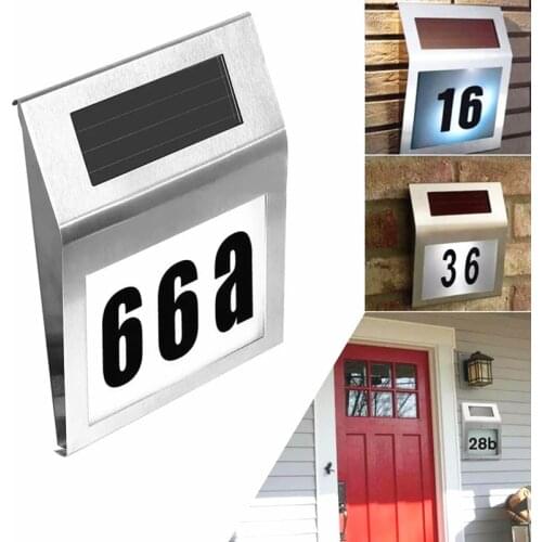 2LED Wall Lamp Door Number Indicator Solar Light Garden Wall Decor Outdoor Signal Door Light Stainless Steel