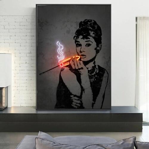 Neon Street Art Graffiti Creation Prints Posters Audrey Monalisa Canvas Painting Balloon Dog Wall Pictures Bar Room Decoration