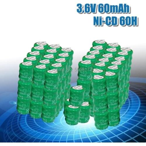 10/20/50/100Pcs 3.6V 60mAh Ni-CD Rechargeable Button Cell Batteries With Soldering Pins For Wireless Earphones