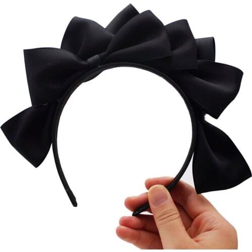 2021 Vintage Bow Hairband for Women Fashion Solid Color BowKnot Headband Black Red Hair Hoop Hair Accessories