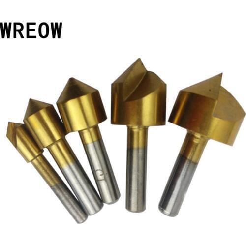 New 5Pcs Titanium Drill Countersink Drill Bit Single Flute 90 Degree Edge Chamfer Cutter Tool Set 6mm/10mm/13mm/16mm/19mm