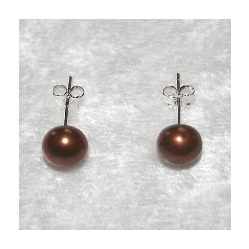 New Favorite Pearl Mid Brown 6mm Freshwater Pearl Stud Earrings S925 Sterling Silver Jewelry Fine Wedding Party Girl Lady Gift