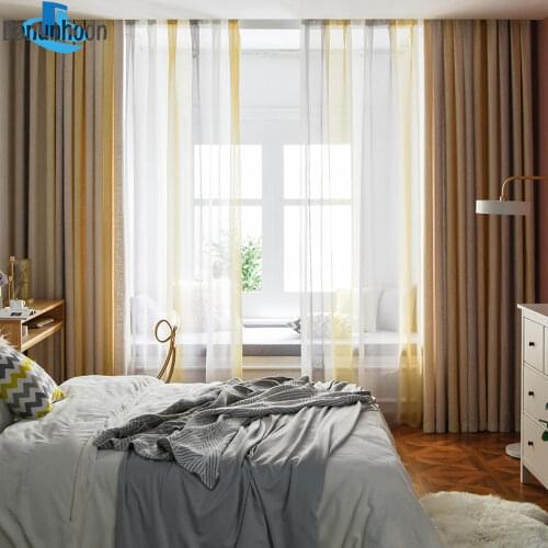 New Special Offer Yarn Dyed Cortina And Gray Gradient Cotton Blend Physical Tulle Curtain For Living Room Bedroom Decorate