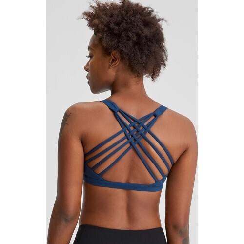 NWT 2021 Yoga Bra Women Tank Tops Naked Feel Padded Workout Gym Sports Bra Backless Cross Tanks Push Up Crop Bra