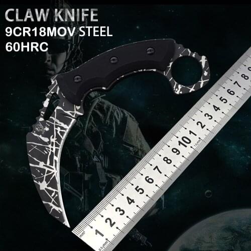 Karambi knife CS GO fixed knife camping hunting tactics survival claw knife camping outdoor pocket rescue self-defense EDC tool