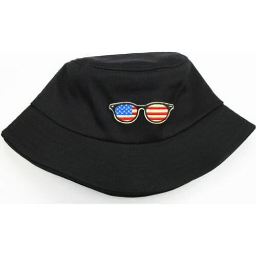 2021 Glasses Embroidery Cotton Bucket Hat Fisherman Hat Outdoor Travel Sun Cap Hats for Men and Women 60
