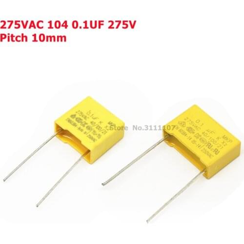 10PCS/LOT Safety Capacitor 275VAC 104 0.1UF 275V Pitch 10mm Polypropylene Film Capacitor Capacitance