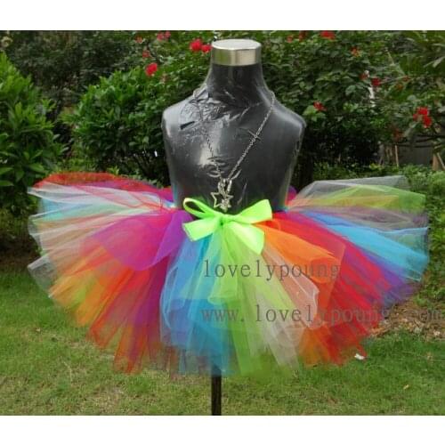 Girls Rainbow Tutu Fluffy Dance Tutu Skirt Baby Birthday Gift