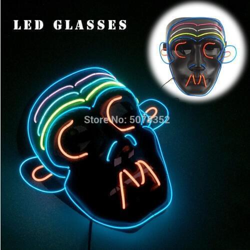 Cosplay Props EL Wire Payday Mask Animal Monkey Led Cosplay Mask Halloween Easter Neon Mask For Masque Dark Hallway