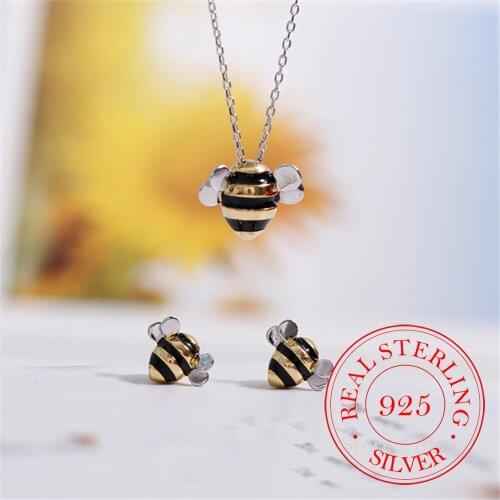 925 Sterling Silver Animals Bee Stud Earrings For Women Kids Prevent Allergy pendientes pendientes plata de ley 925 mujer eh1425