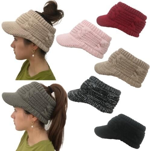 Beanie Tail Winter Warm Knit Messy High Bun Ponytail Hats Visor Beanie Cap Outdoor Messy High Bun Cap Circle Scarves