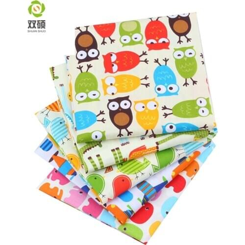 Shuangshuo 100% Cotton Fabric Cartoon Series Fat Quarter Bundle Quilting Patchwork Sewing Clothes 5 pieces/lot 40X50cm