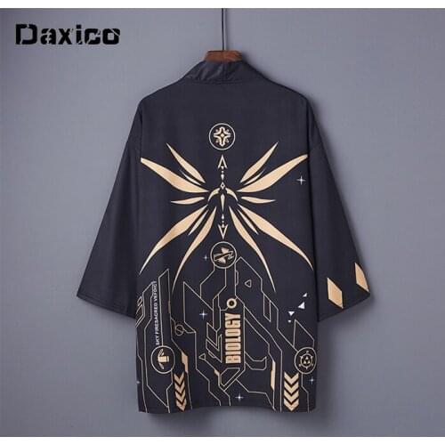 Harajuku Traditional Japanese Kimono Cardigan Japan Style Cat Samurai Kimono Streetwear Blouse Summer Sunscreen Coat Anime Shirt