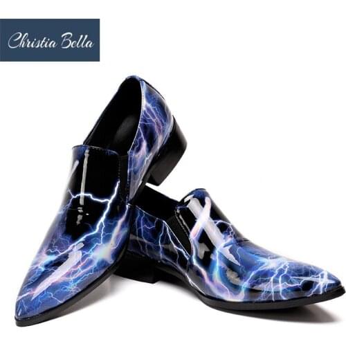 Christia Bella New Arrival Genuine Leather Pointed Toe Men Dress Shoes Colorful Evening Party Wedding Height Increased Men Shoes