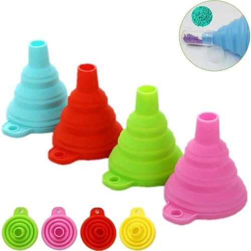 5 Colors Convenient Diamond Painting Accessories Beads Container Collapsible Silicone Funnel Diamond Painting Tools Organizer