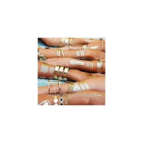 Flash Temporary Tattoo Upper Back neck armband Jewelry Arrow strip waterproof Gold Silver fake tattoo body art