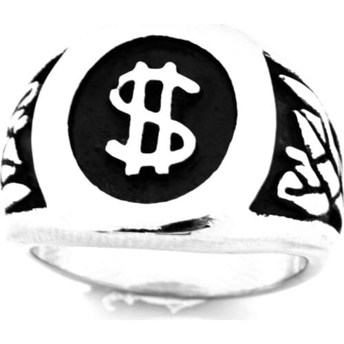 FANSSTEEL Stainless Steel Jewelry US Dollar Symbol letter Ring FSR10W66