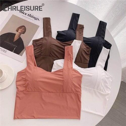 CHRLEISURE Summer Ice Silk Tube Top Women Vest Sport Crop Top Female Underwear Tank 2021