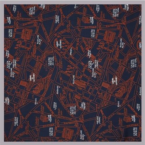 POBING 100% Silk Scarf Woman Letters Geometric Square Scarves Luxury Bandanas Small Hijab Foulards Lady Tie Headband 53x53CM