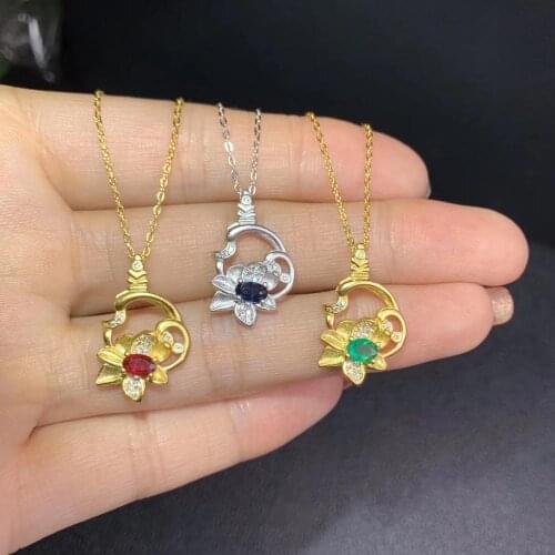 Exquisite green emerald necklace real 925 silver women necklace fine jewelry natural gem birtyday party anniversary gift