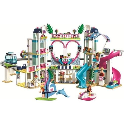 1029pcs Compatible 41340 Heartlake Resort Hotel Water Park With Figures building block Education Toys for Girls Gifts