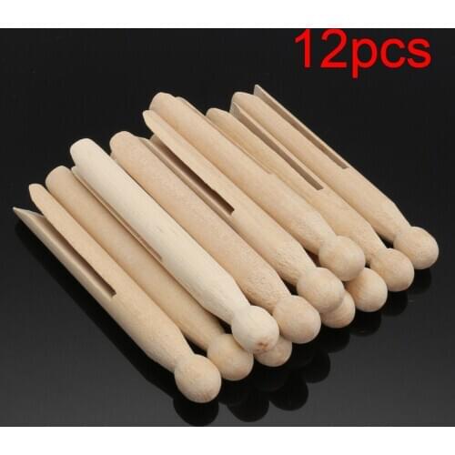 12pcs 11cm Natural wood dolly peg Traditional Dolly Style Wooden Clothes Pegs Dolly Clothespins Round Wooden Clothes Pins Crafts