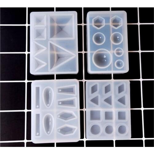 Resin Jewelry Mold Resin Molds Diy Silicone Crystal Drop Tape Hole Pendant Geometric Uv Mold