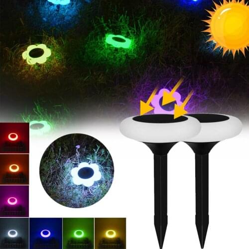 2 pcs Solar Ground Light Waterproof Solar Powered Light with 8-Level Lighting In-Ground Lights for Garden Lawn Yard Pathway