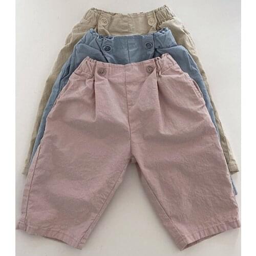 2020 Autumn Korean Childrens Clothing New Boys and Girls Fashion Japanese Cotton Belt Casual Trousers kids pants