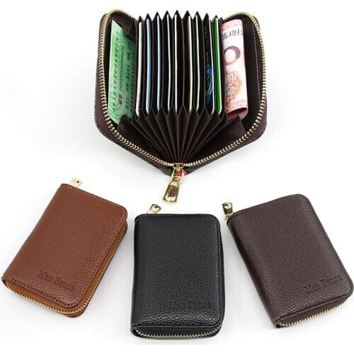 2020 Vintage Men Business Credit Card Holder Holder Genuine Leather Women Zipper Pocket Unisex Card Case Zipper Coin Purse