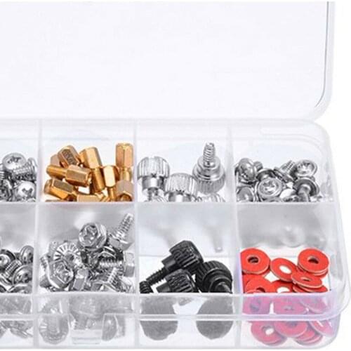 228pcs Personal Computer Screw PC Case Screws Kit Motherboard CD-ROM Hard Disk Repair Tools Assortment Kit Box