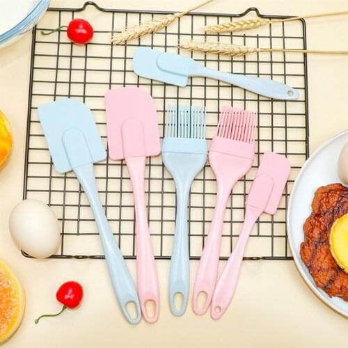3Pcs/Set Silicone Spatula Oil Brush Baking Cake Spatula Cream Scraping Sauce Brush Tool Set Kitchen Utensils Cooking Supplies