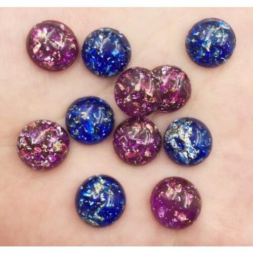 35Pcs 12mm Resin Glitter Gold Silver Foil Filled Round Gem Flatback Cabochon Rhinestone Scrapbook DIY Wedding Applique Ornaments