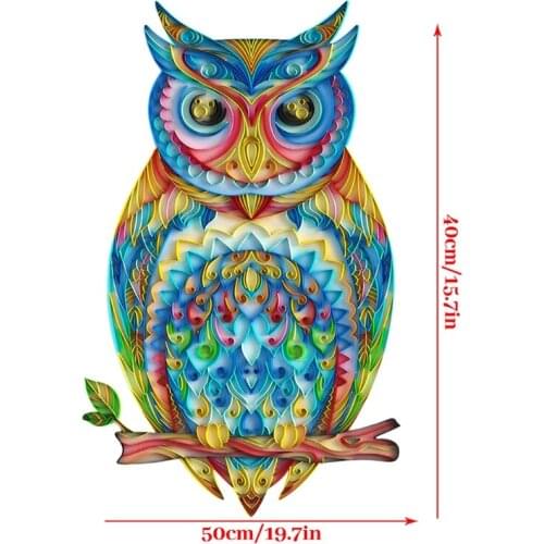 594C 20 Inch 3D Rainbow Owl Quilling Paper Filigree Painting Kit Handmade Wall Art Decal Stickers DIY Crafts for Home Bedroom
