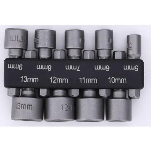 9pcs Steel Hex Bit Socket 1/4 Inch Shank 5mm-13mm Drive Metric Ratchet Wrench