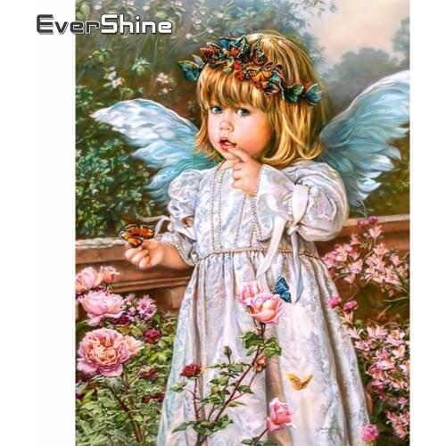 Evershine Diamond Painting Angel Diamond Embroidery Girl Portrait Full Square Rhinestone Diamond Mosaic Crystal Cross Stitch Kit