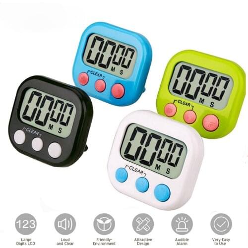 Digital Kitchen Timer Big Digits Loud Alarm Magnetic Backing Stand with Large LCD Display for Cooking Baking Sports Games