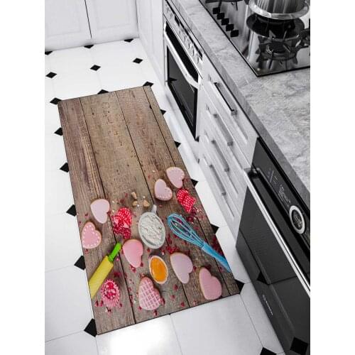 Flannel Kitchen Floor Mat Carpet Wood Grain Non-slip Mat Carpet In The Living Room Anti-slip Rugs for Bedroom Bathroom