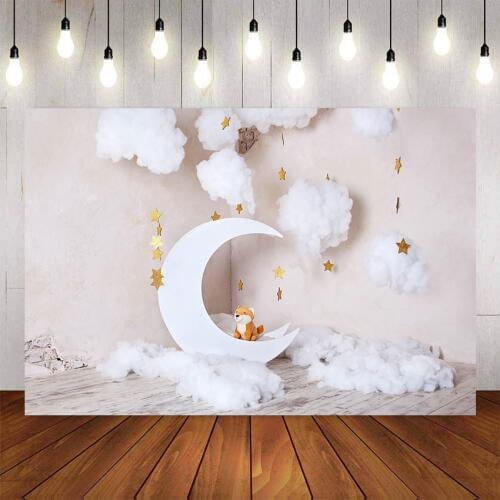 Photography Background Baby Newborn Golden Star Moon Cotton Party Portrait Backdrop Photo Studio Photocall Photo Prop