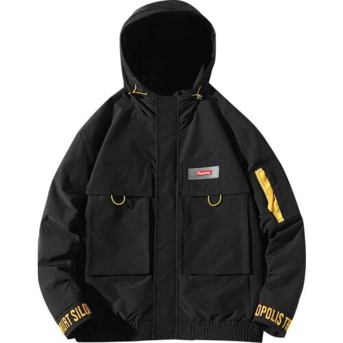 Ins Tide Brand Hooded Loose Casual Jacket Spring and Autumn New Mens Embroidered Tooling Jacket Zip Up Hoodie Plus Size Clothes