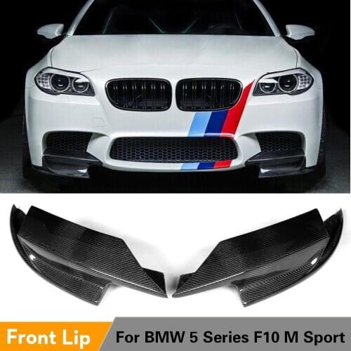 Carbon Firber Front Bumper Lip Splitters Aprons Spoiler For BMW 5 Series F10 M5 2011 - 2017 2PCS/Set Car Styling