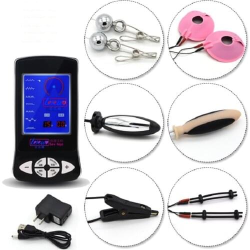 Electric Shock Penis Ring Electro Stimulation Electric Shock Cock Ring Medical Therapy Massager Sex Toys for Men Silicone