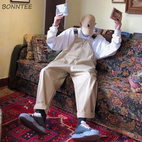 Jumpsuits Women Solid Kahki Front-pocket Korean Style Simple Ins Boyfriend Couple Baggy Soft Stylish Harajuku Safari Leisure New