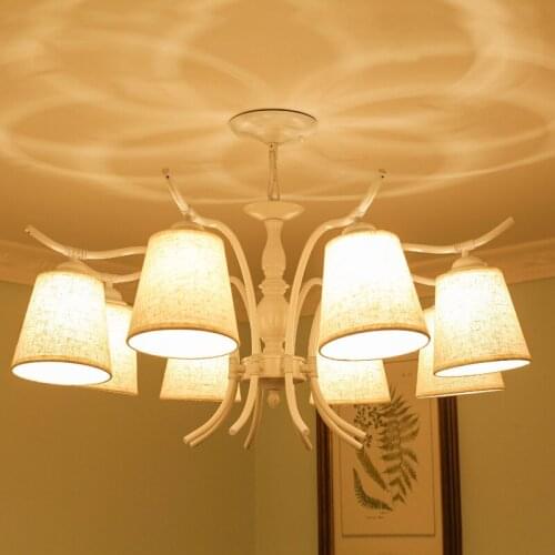 Nordic White Cloth Chandelier Princess Home Kids Girl Room Bedroom Suspension Pendant Light PA0418