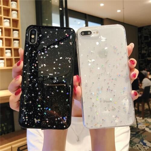 Fashion Bling Starry sky Lanyard Soft TPU Cover For iPhone 6 6s X XR Xs Max 7 8 Plus Phone Case For Huawei P20 Lite P30 Pro Case
