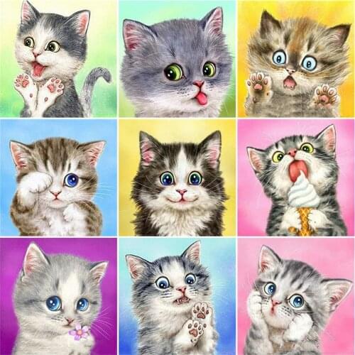 MomoArt 5D Diamond Painting Animal Crafts Diamond Embroidery Cartoon Cat Cross Stitch Kits Mosaic New Arrival Decor For Home