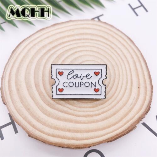 Cartoon cute love coupon enamel brooch sticky note movie ticket pin alloy badge clothes bag sweet accessories jewelry gift